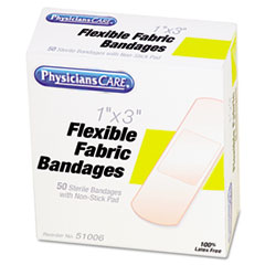 First Aid Fabric Bandages, 1&quot; x 3&quot;, 50/Box