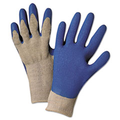 6030L Premium Knit-Back Latex-Palm, Gray/Blue, Large,