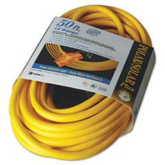 Polar/Solar Outdoor Extension Cord, 50ft, Three-Outlets,
