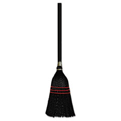Flag Tipped Poly Bristle Lobby Broom, 37-38&quot; Length,