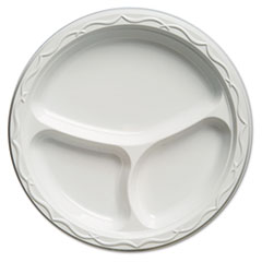 Aristocrat Plastic Plates, 10
1/4 Inches, White, Round, 3
Compartments, 125/Pack