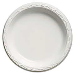 Aristocrat Plastic Plates, 9 Inches, White, Round, 125/Pac