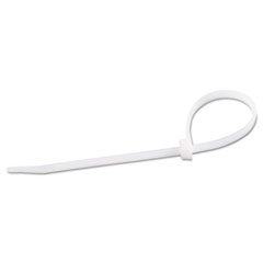 Cable Ties, 8&quot;, 75 lb, White,
100/Pack