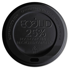 EcoLid 25% Recy Content Hot Cup Lid, Black, F/10-20oz,