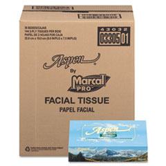 Aspen 100% Recycled Facial Tissue, 2-Ply, White, 144