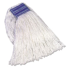 Cut-End Blend Mop Heads, Cotton/Synthetic, White, 24