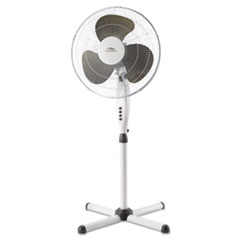 16&quot; Three-Speed Oscillating
Pedestal Fan, Three Speed,
Metal/Plastic, White