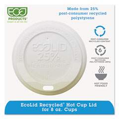 EcoLid 25% Recy Content Hot Cup Lid, White, Fits 8oz Hot