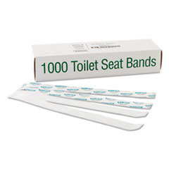 Sani/Shield Printed Toilet
Seat Band, Paper, Blue/White,
16&quot; Wide x 1-1/2&quot; Deep