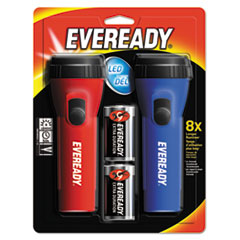 LED Economy Flashlight, Red/Blue, 2/Pack