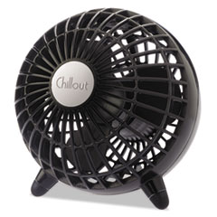 Chillout USB/AC Adapter
Personal Fan, Black,
6&quot;Diameter, 1 Speed