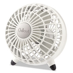 Chillout USB/AC Adapter
Personal Fan, White,
6&quot;Diameter, 1 Speed