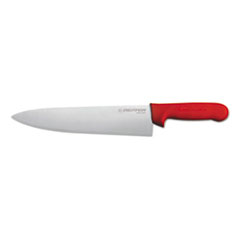 Cook&#39;s Knife, 10 Inches,
High-Carbon Steel with Red
Handle, 1/Each