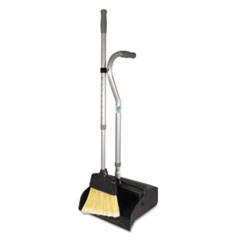 Telescopic Ergo Dust Pan with
Broom, 12&quot; Wide, 45&quot; High,
Metal, Gray/Silver