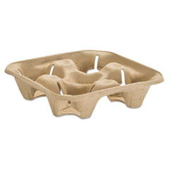 StrongHolder Molded Fiber Cup Tray, 8-32oz, Four Cups,