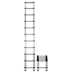 Telescopic Extension Ladder, 14 ft, 250lb, 10-Step,