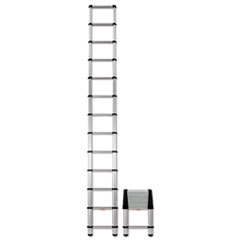 Telescopic Extension Ladder, 16 ft, 250lb, 12-Step,