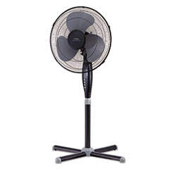 16&quot; Three-Speed Oscillating
Pedestal Fan, Three Speed,
Metal/Plastic, Black