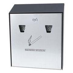 Smokers&#39; Station Wall Mounted
Receptacle, 10&quot;w x 3&quot;d x 12
1/2&quot;h, Black
