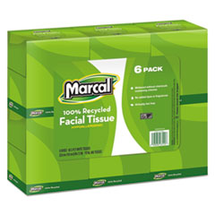100% Recycled Convenience Pack Facial Tissue, WH, 6