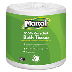 100% Premium Recycled Bath Tissue, 1-Ply, 1000