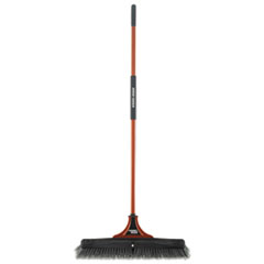 Indoor/Outdoor Push Broom,
24&quot;W x 54&quot;H, Steel Handle,
Orange/Black