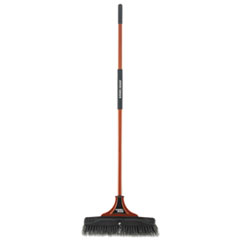 Indoor/Outdoor Push Broom,
18&quot;W x 54&quot;H, Steel Handle,
Orange/Black