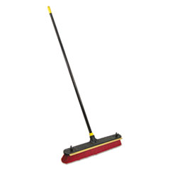 2-in-1 Squeegee Pushbroom,
24&quot; Brush, 60&quot; Handle,
PET/Steel, Red/Black/Yellow