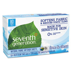 Natural Fabric Softener
Sheets, Free &amp; Clear, 80/Box,
12 Box/Carton