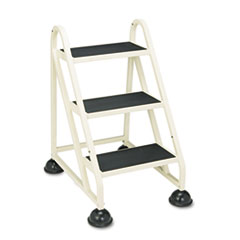 Three-Step Stop-Step Aluminum Ladder, 32 3/4&quot; High, Beige