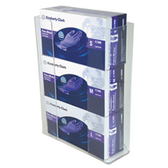 Wall-Mount Glove Box Holder, 3-Box, Acrylic, Clear, 11 x 3