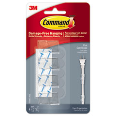 Cord Clip, Flat, w/Adhesive,
Clear, 4/Pack