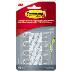 Cord Clip, Small, 1/2&quot;W,
w/Adhesive, Clear, 8/Pack