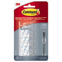 Cord Clip, Medium, 5/8&quot;W, w/Adhesive, Clear, 4/Pack