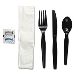 6-Pc. Cutlery Kit,
Condiment/Fork/Knife/Napkin/S
poon, Heavyweight, Black,
250/CT