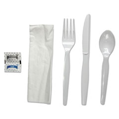 6-Pc. Cutlery Kit,
Condiment/Fork/Knife/Napkin/S
poon, Heavyweight, White,
250/CT