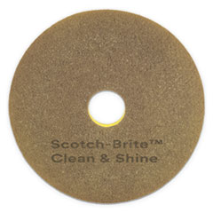 Clean and Shine Pad, 17&quot;
Diameter, Yellow/Gold,
5/Carton