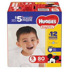 Snug and Dry Diapers, Size 6,
35 lb min, 80/Pack