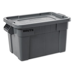 BRUTE Tote with Lid, 14 gal,
27 1/2w x 16 3/4d x 10 3/4h,
Gray