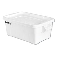 BRUTE Tote with Lid, 14 gal, 17w x 28d x 11h, White