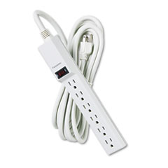 Six-Outlet Power Strip, 120V, 15ft Cord, 10 7/8 x 1 7/8 x 1