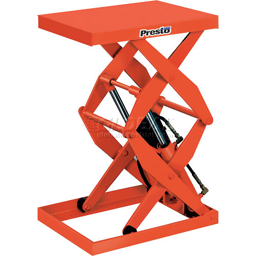 PRESTOLIFTS POWER DOUBLE
SCISSOR LIFT TABLE DXS36-15
FOOT CONTROLLED,
ELECTRIC/HYDRAULIC 1500 LB,
TABLE 36X24, LOWERED HEIGHT
7-1/2&quot;, RAISED HEIGHT
43-1/2&quot;, 115V, 1 PHASE