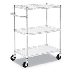 3-Shelf Wire Cart with
Liners, 34 1/2&quot; x 18&quot; x 40&quot;,
Silver, 600 lbs Capacity