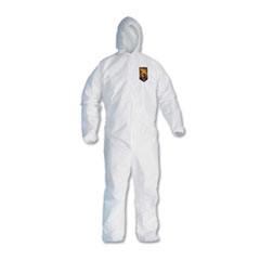 A20 Elastic Back, Cuff &amp;
Ankle Hooded Coveralls, Zip,
X-Large, White, 24/Carton