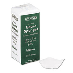 Caring Woven Gauze Sponges, 2
x 2, Non-sterile, 8-Ply,
200/Pack