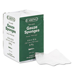 Caring Woven Gauze Sponges, 4 x 4, Non-sterile, 8-Ply,