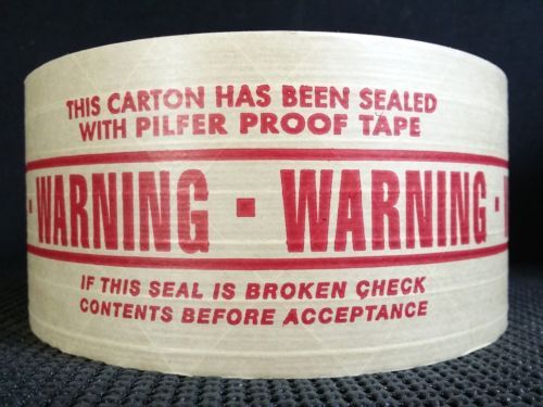 PAPER TAPE &quot;WARNING PILER PROOF&quot; PRINTED. REINFORCED